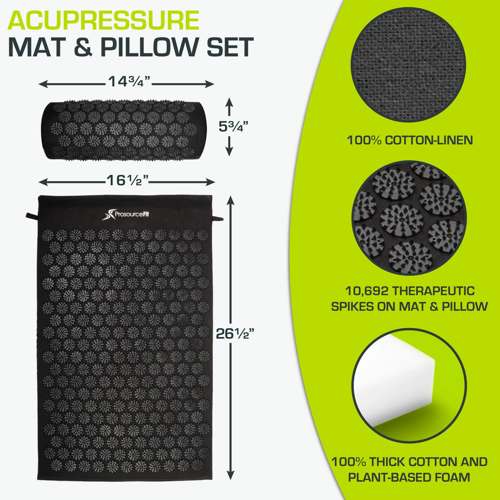 Acupressure Mat and Pillow Set for Back/Neck Pain Relief and Muscle Relaxation