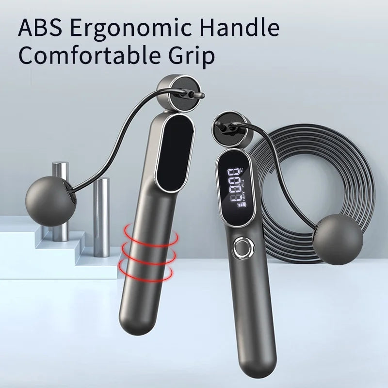 Cordless Jump Rope with Counter, 2 in 1 Weighted Ropeless Skipping Rope for Kids Women Men, Adjustable Digital Smart Jump Ropes for Fitness Workout Boxing Speed Training Crossfit Home Gym