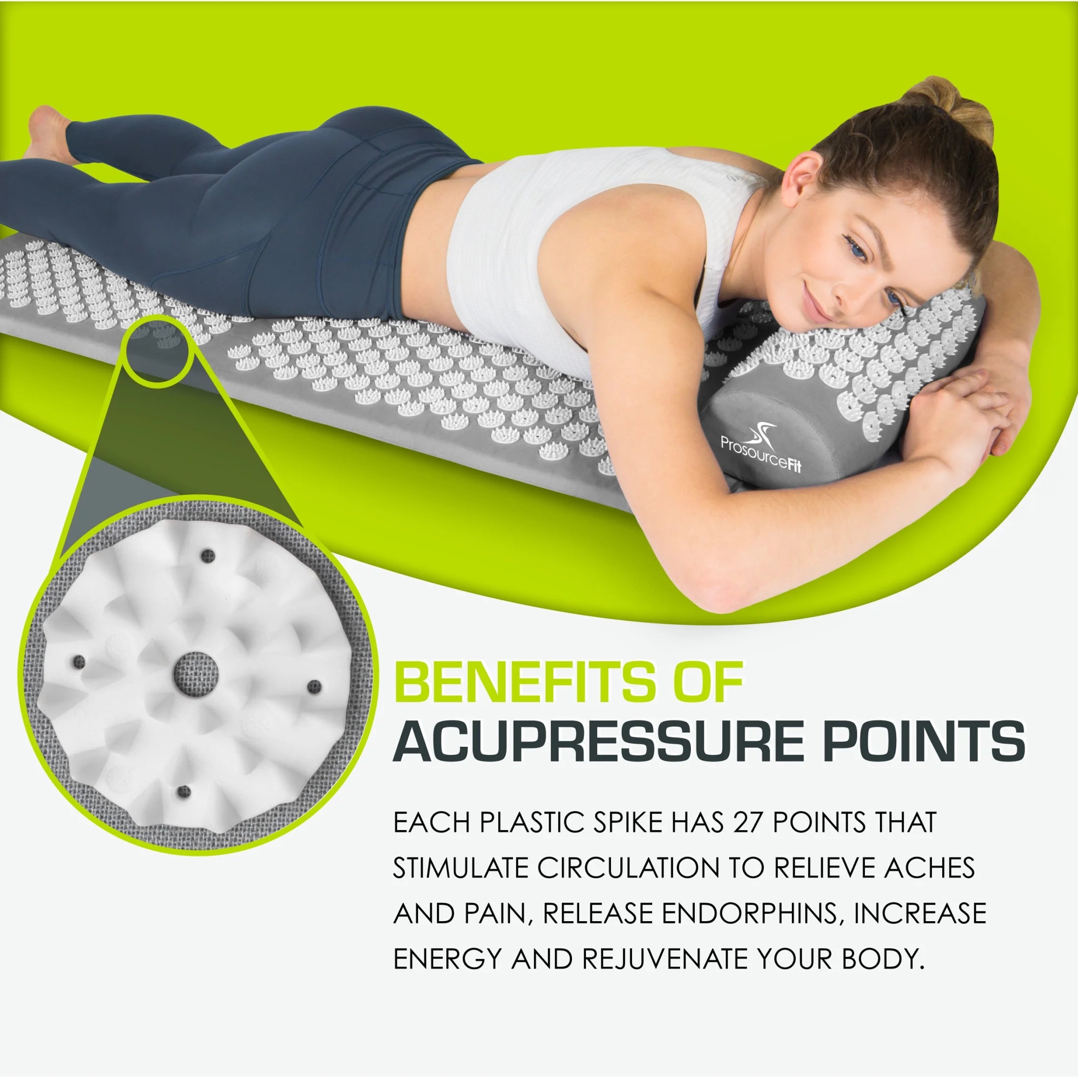Acupressure Mat and Pillow Set for Back/Neck Pain Relief and Muscle Relaxation
